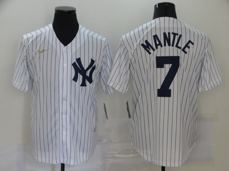 Men's New York Yankees Mickey Mantle #7 White Replica Player Jersey