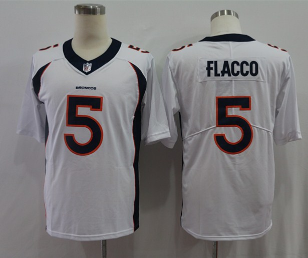 Men's Denver Broncos Joe Flacco #5 White Game Jersey