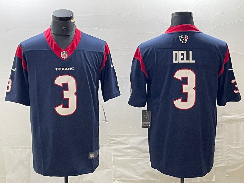 Men's Houston Texans Tank Dell #3 Navy Player Game Jersey