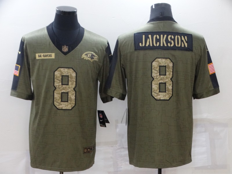 Men's Baltimore Ravens Lamar Jackson #8 Brown Game Player Jersey