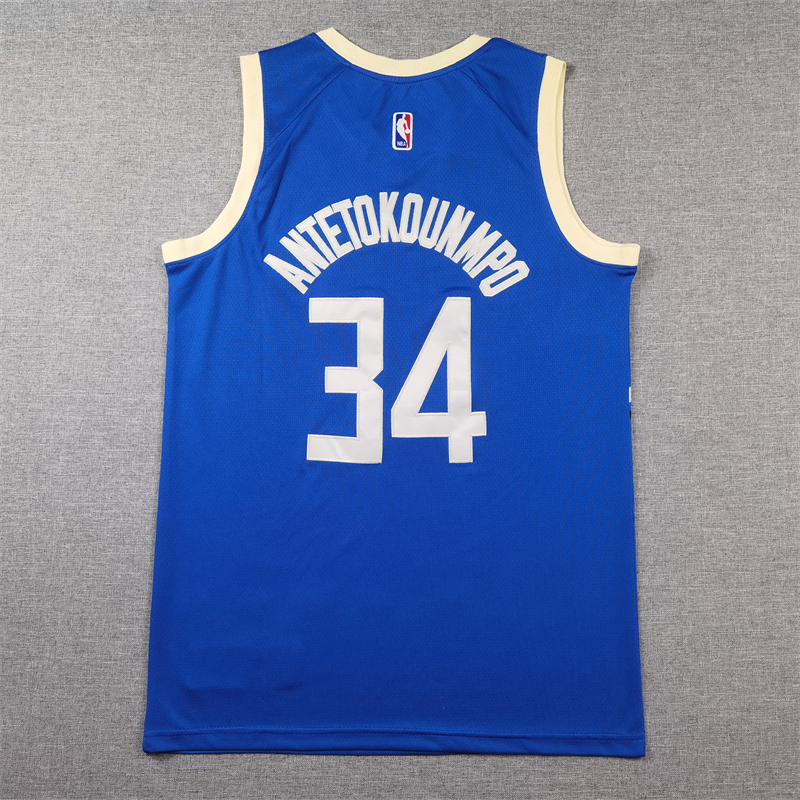 Men's Milwaukee Bucks Giannis Antetokounmpo #34 Royal 2024/25 Swingman Player Jersey - City Edition