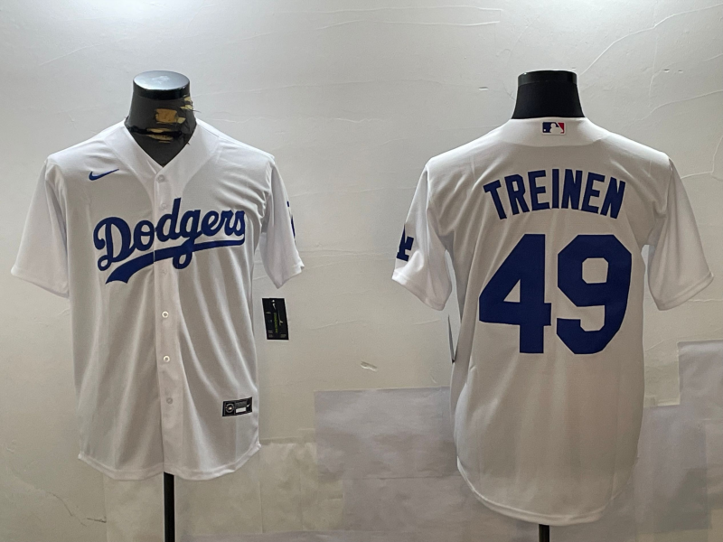 Men's Los Angeles Dodgers Blake Treinen #49 White Home Replica Player Jersey