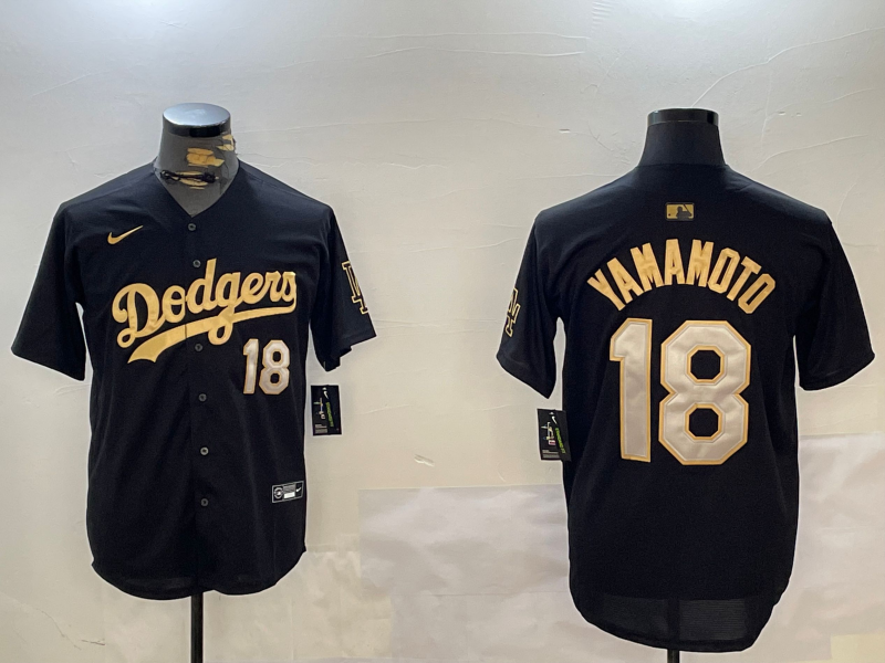 Men's Los Angeles Dodgers Yoshinobu Yamamoto #18 Black Game Jersey