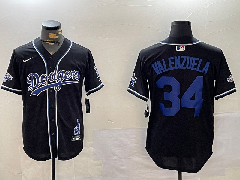 Men's Los Angeles Dodgers Fernando Valenzuela #34 Black Alternate Replica Player Jersey