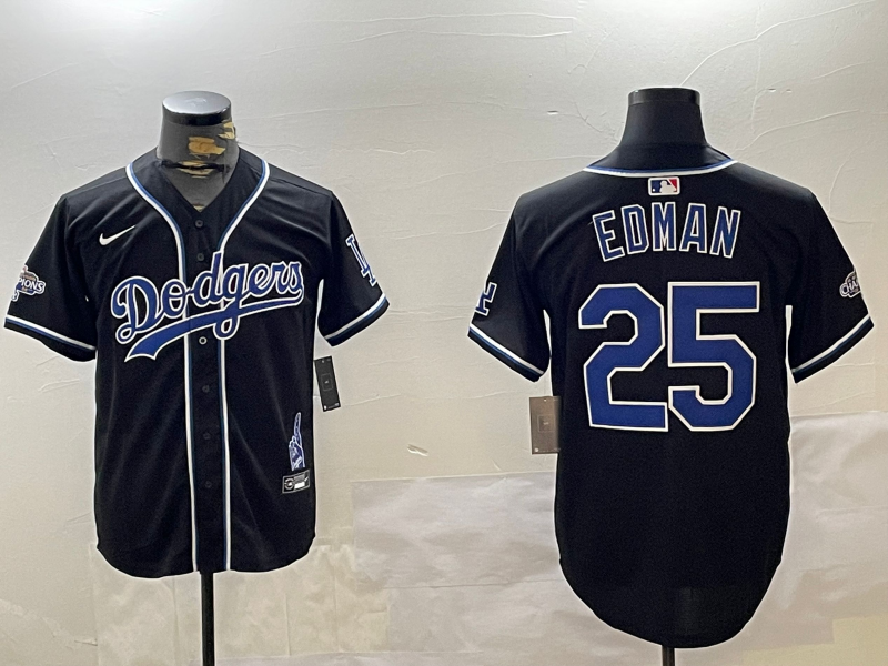 Men's Los Angeles Dodgers Tommy Edman #25 Black Replica Player Jersey