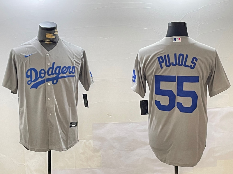 Men's Los Angeles Dodgers Albert Pujols #55 Gray Replica Player Jersey