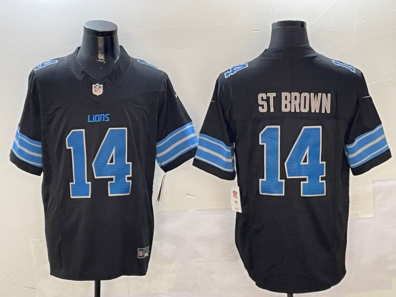 Men's Detroit Lions Amon-Ra St. Brown #14 Black Alternate Game Jersey
