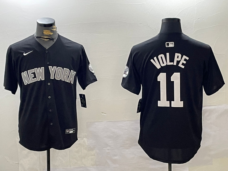 Men's New York Yankees Anthony Volpe #11 Black Replica Player Jersey