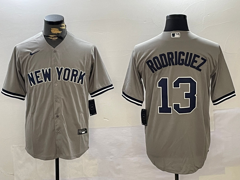 Men's New York Yankees Alex Rodriguez #13 Gray Replica Player Jersey