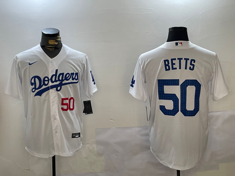Men's Los Angeles Dodgers Mookie Betts White Player Jersey