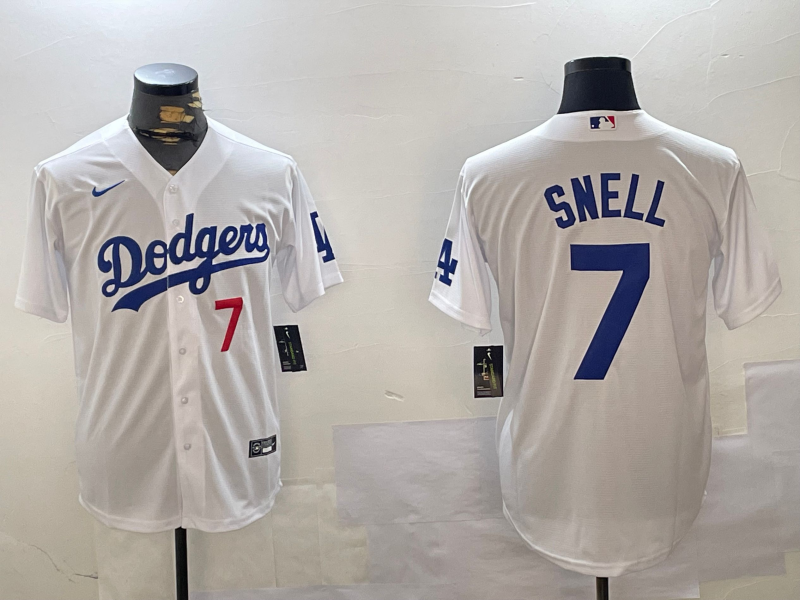 Men's Los Angeles Dodgers Blake Snell #7 White Replica Player Jersey