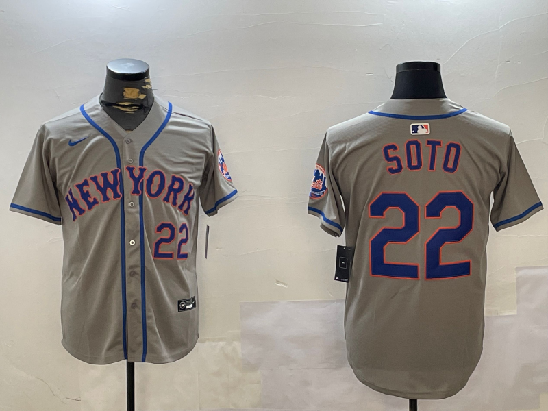 Men's New York Mets Juan Soto #22 Gray Player Jersey