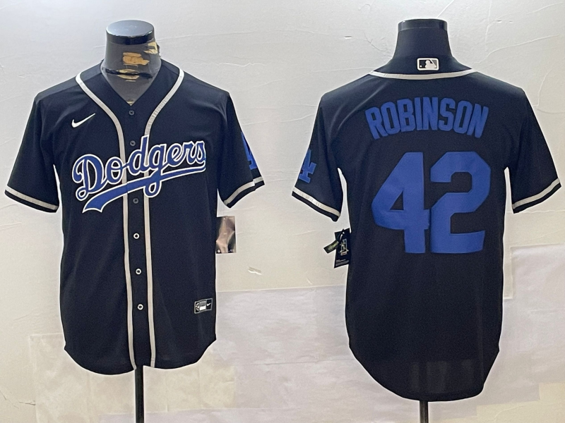 Men's Los Angeles Dodgers Jackie Robinson #42 Black Game Player Jersey