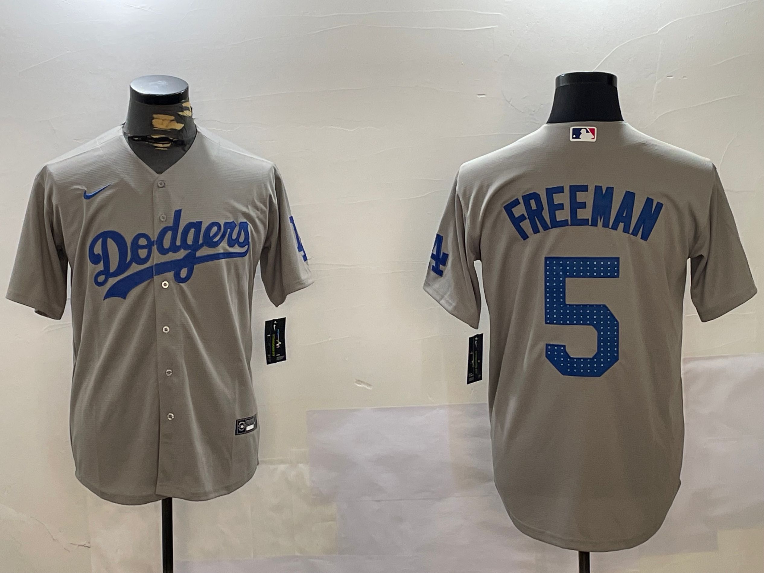 Men's Los Angeles Dodgers Freddie Freeman #5 Gray Player Game Jersey