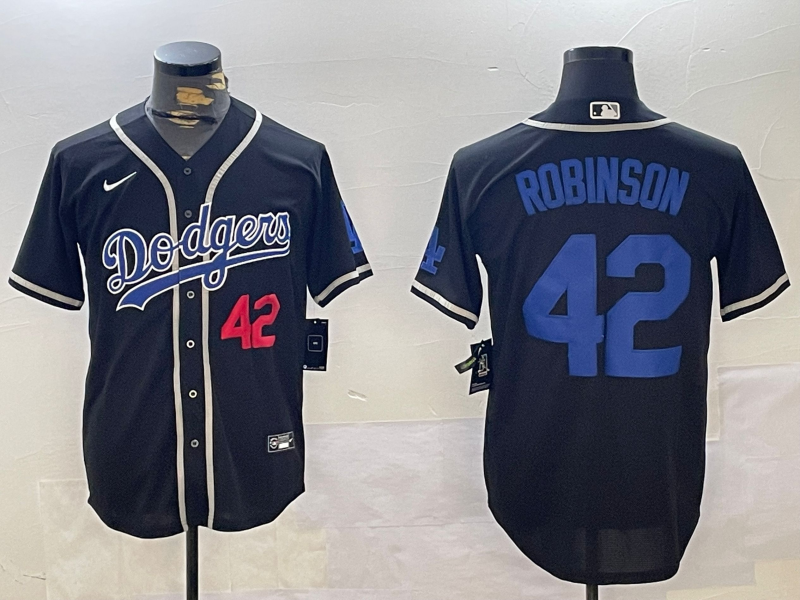 Men's Los Angeles Dodgers Jackie Robinson #42 Black Player Game Jersey