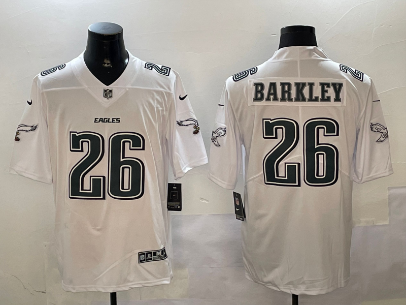 Men's Philadelphia Eagles Saquon Barkley #26 Tundra White Fashion Game Jersey