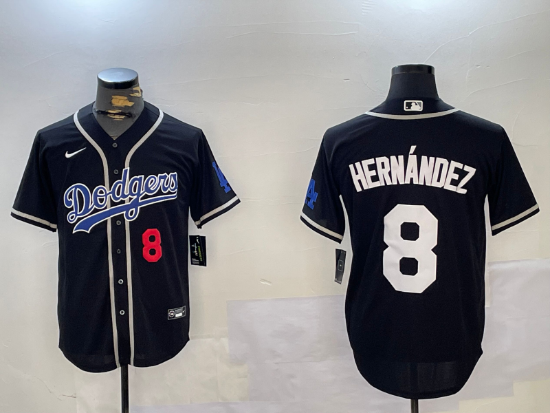 Men's Los Angeles Dodgers Enrique Hernandez #8 Black Game Jersey