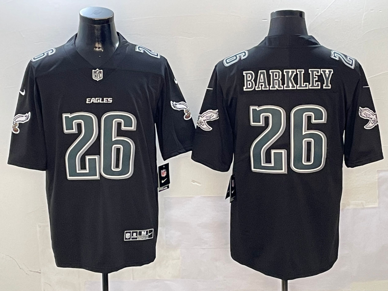 Men's Philadelphia Eagles Saquon Barkley #26 Carbon Black Fashion Game Jersey