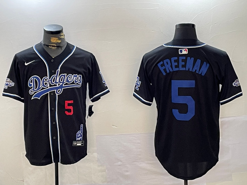 Men's Los Angeles Dodgers Freddie Freeman #5 Black Replica Game Jersey