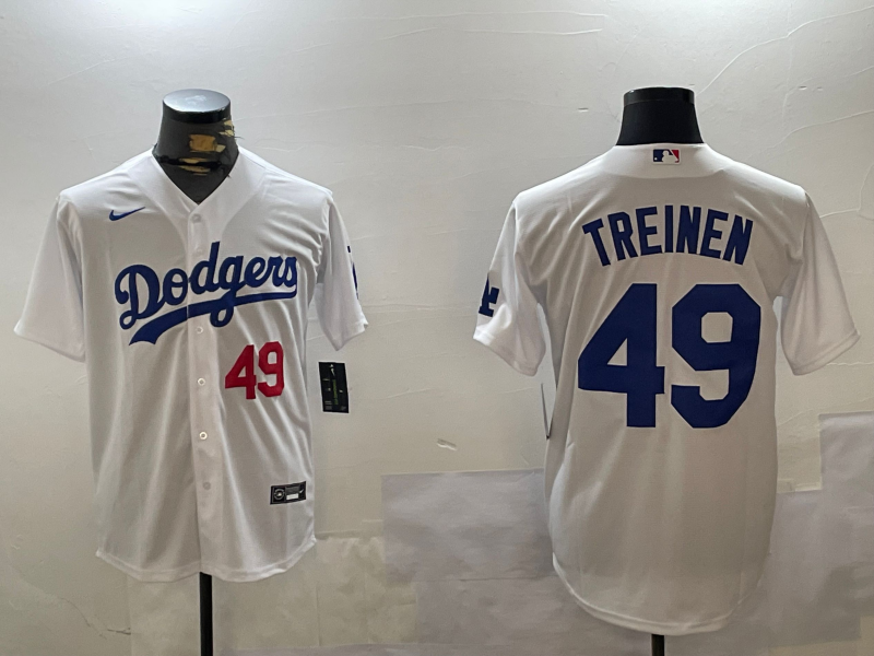 Men's Los Angeles Dodgers Blake Treinen #49 White Replica Player Jersey