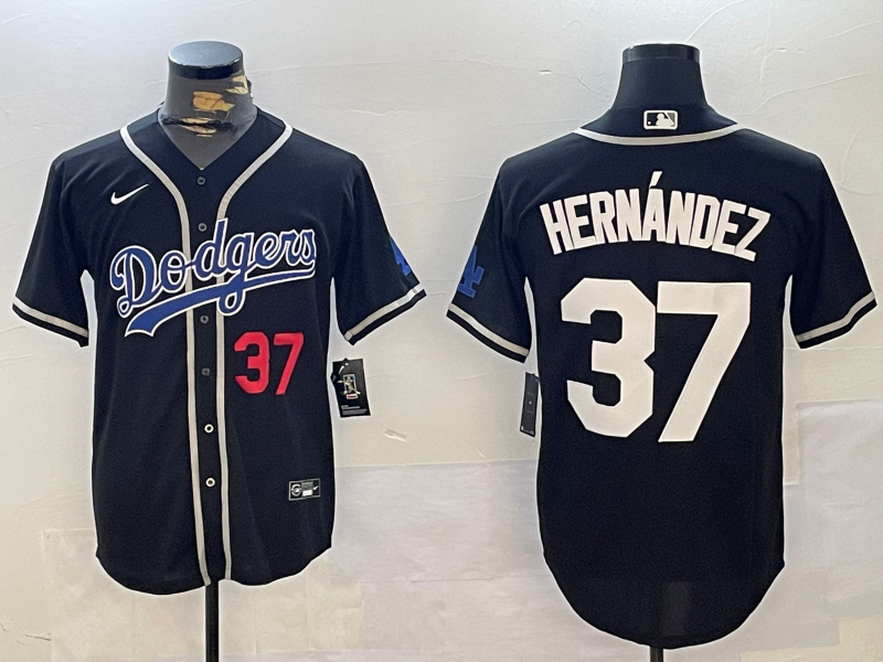 Men's Los Angeles Dodgers Teoscar Hernandez #37 Black Game Jersey