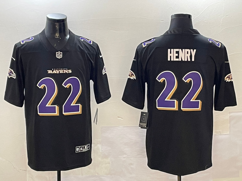 Men's Baltimore Ravens Derrick Henry #22 Carbon Black Fashion Jersey