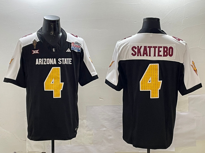 Men's Arizona State Sun Devils Cameron Skattebo #4 Black Player Game Jersey