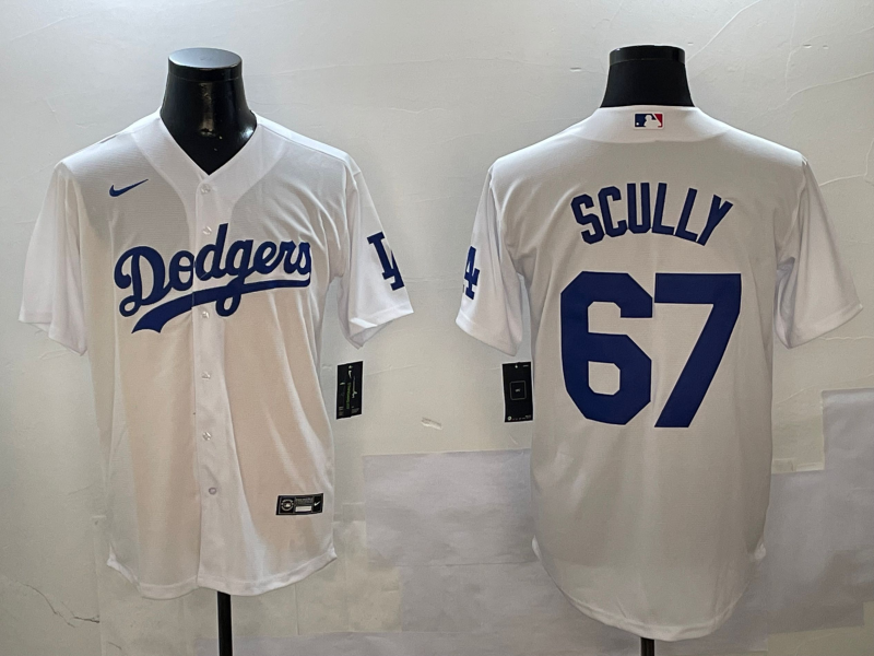 Men's Los Angeles Dodgers Vince Scully #67 White Home Replica Player Jersey