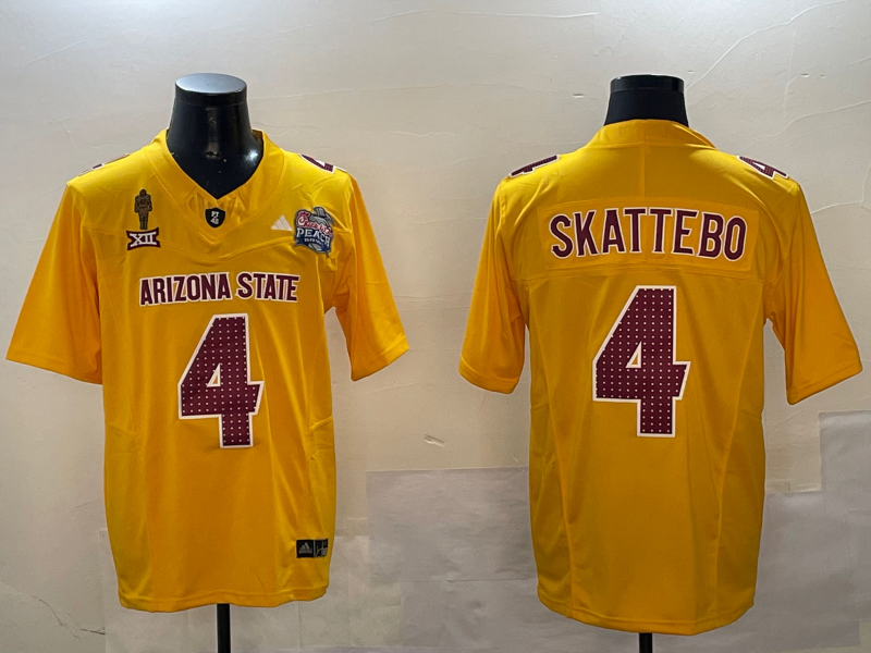 Men's Arizona State Sun Devils Cameron Skattebo #4 Yellow Player Jersey