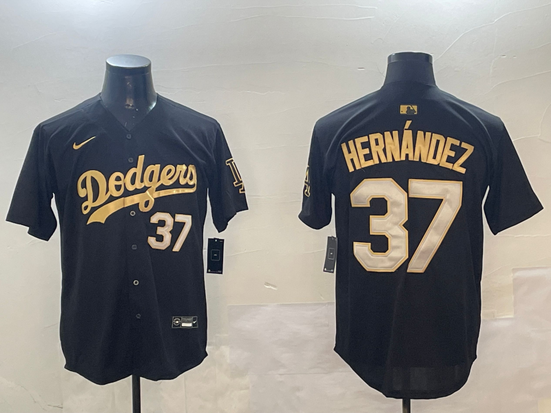 Men's Los Angeles Dodgers Teoscar Hernandez #37 Black Player Game Jersey