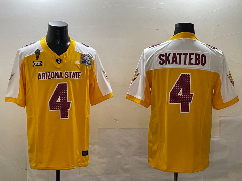 Men's Arizona State Sun Devils Cameron Skattebo #4 Yellow Player Game Jersey