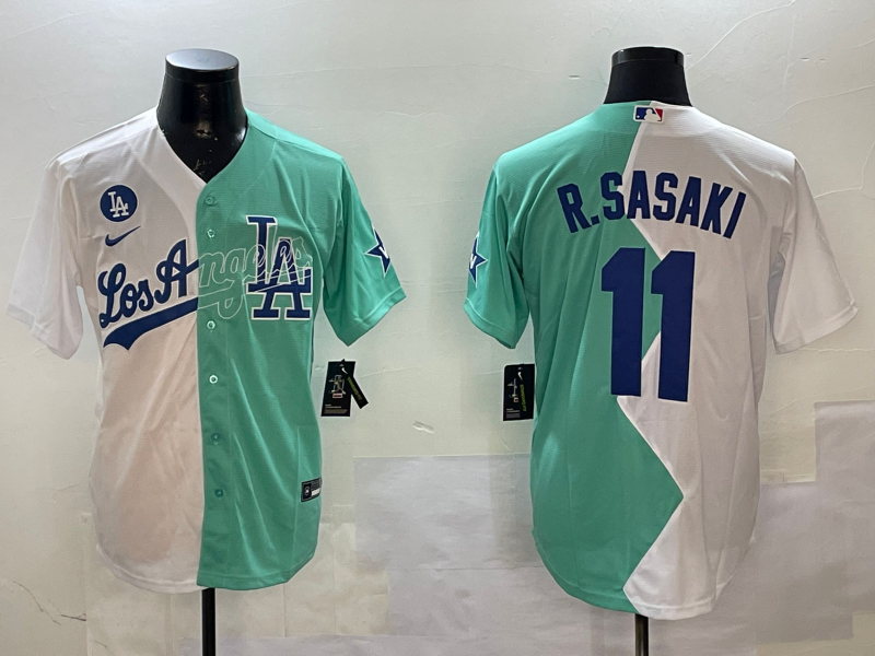 Men's Los Angeles Dodgers Roki Sasaki #11 White/Green Player Jersey