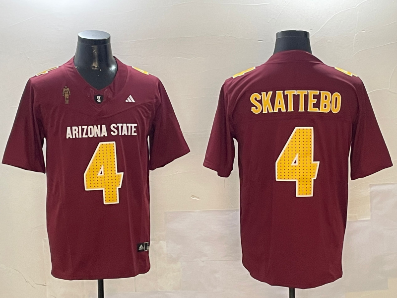 Men's Arizona State Sun Devils Cameron Skattebo #4 Red Game Player Jersey