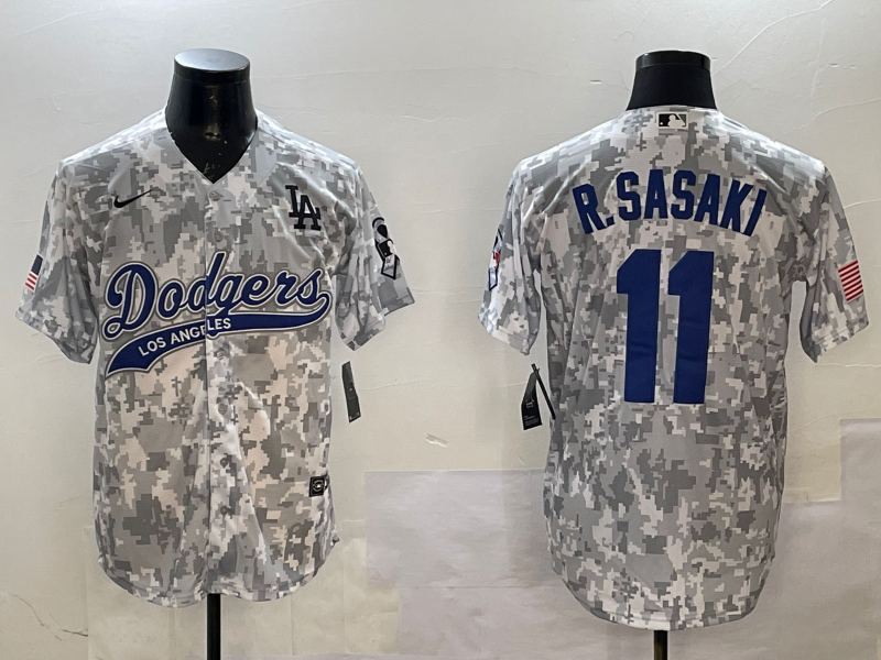 Men's Los Angeles Dodgers Roki Sasaki #11 Arctic Camo 2024 Salute to Service Limited Jersey