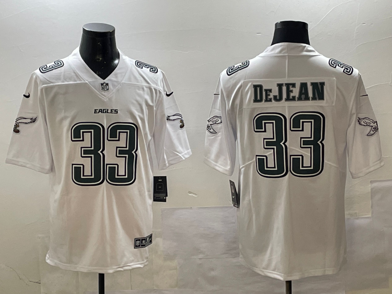 Men's Philadelphia Eagles Cooper DeJean #33 Tundra White Fashion Game Jersey