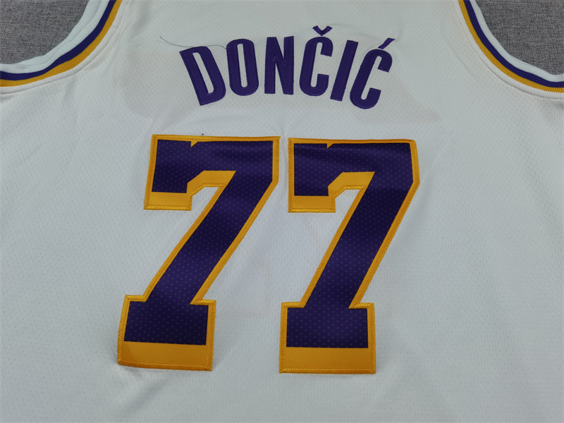 Men's Los Angeles Lakers Luka Doncic #77 White Swingman Jersey - Association Edition