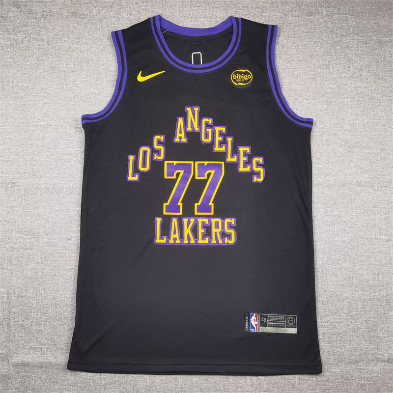 Men's Los Angeles Lakers Luka Doncic #77 Black 2023/24 Swingman Jersey - City Edition