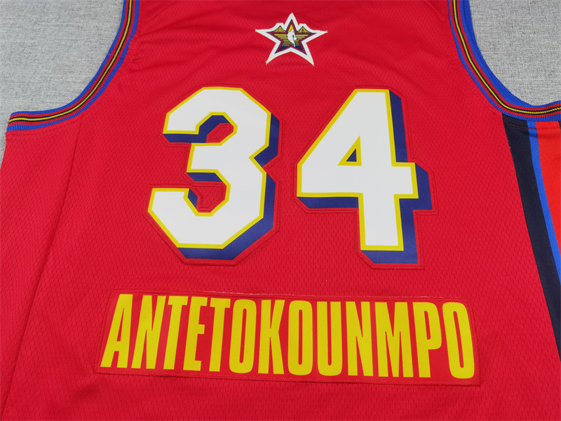 Men's Milwaukee Bucks Giannis Antetokounmpo #34 Red 2025 NBA All-Star Game Swingman Player Jersey