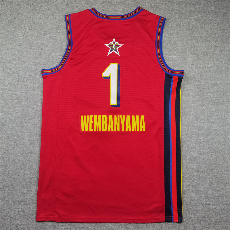 Men's San Antonio Spurs Victor Wembanyama #1 Red 2025 NBA All-Star Game Swingman Player Jersey