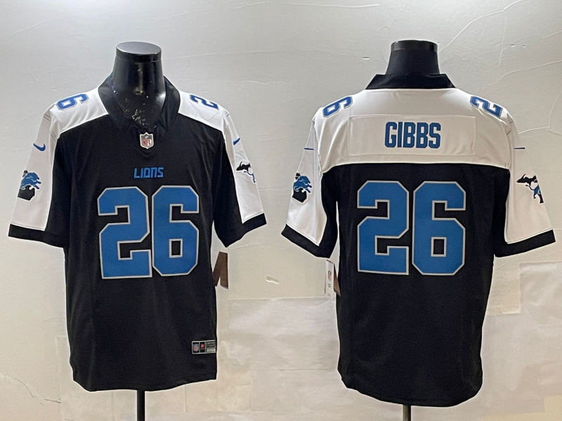Men's Detroit Lions Jahmyr Gibbs #26 Black Game Player Jersey