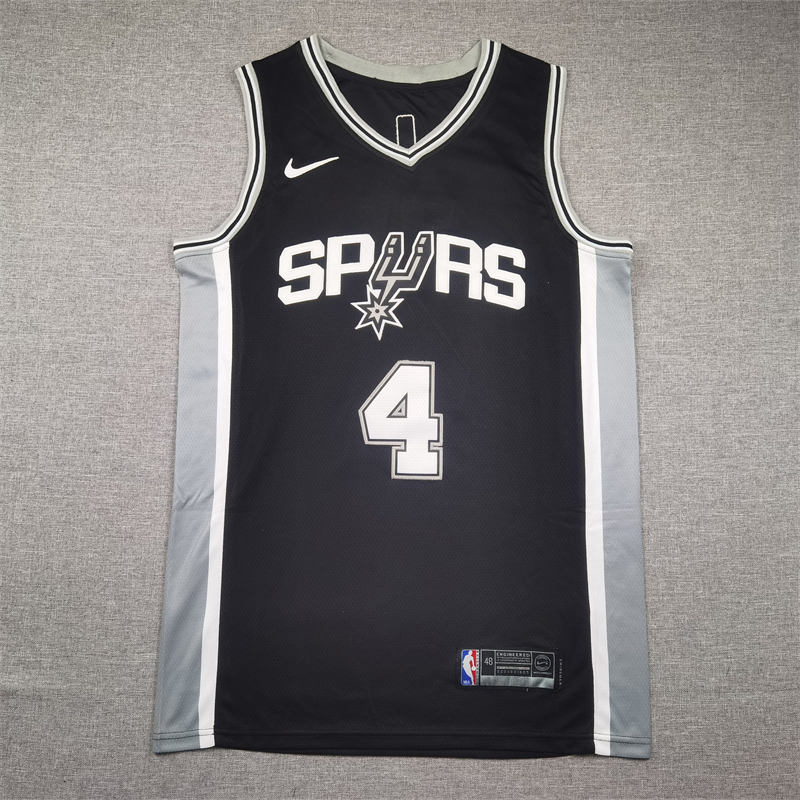 Men's San Antonio Spurs De'Aaron Fox #4 Black Swingman Jersey - Icon Edition