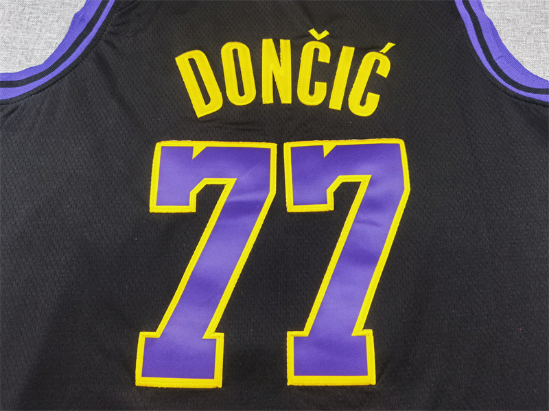 Men's Los Angeles Lakers Luka Doncic #77 Black 2023/24 Swingman Jersey - City Edition