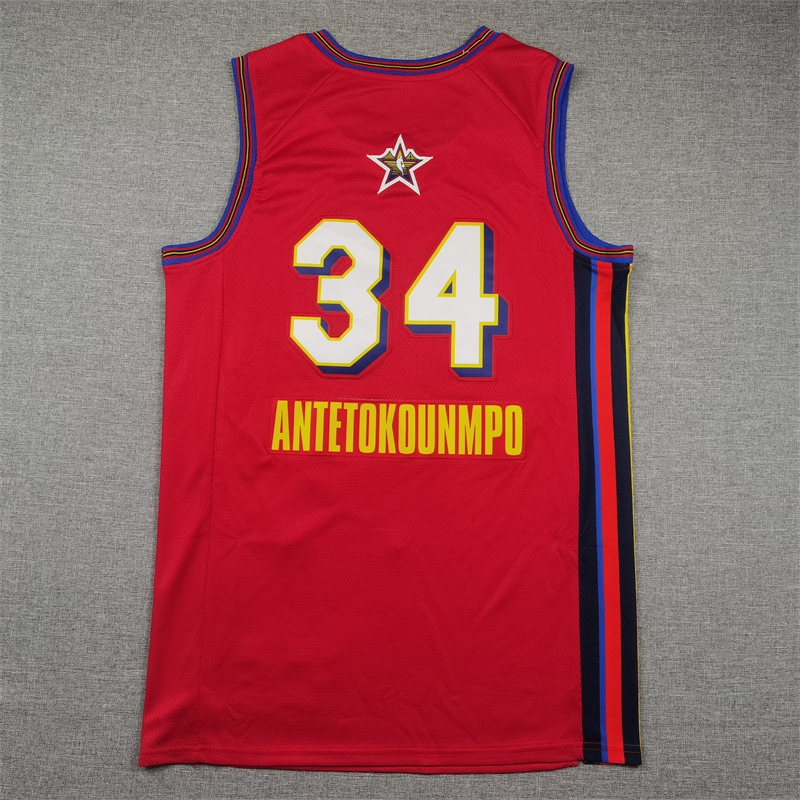 Men's Milwaukee Bucks Giannis Antetokounmpo #34 Red 2025 NBA All-Star Game Swingman Player Jersey