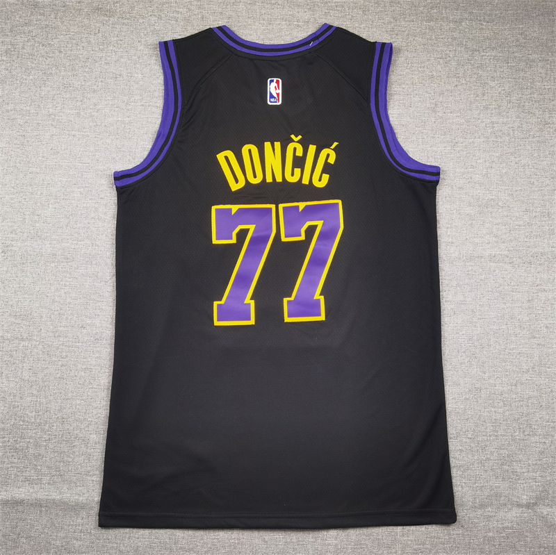 Men's Los Angeles Lakers Luka Doncic #77 Black 2023/24 Swingman Jersey - City Edition