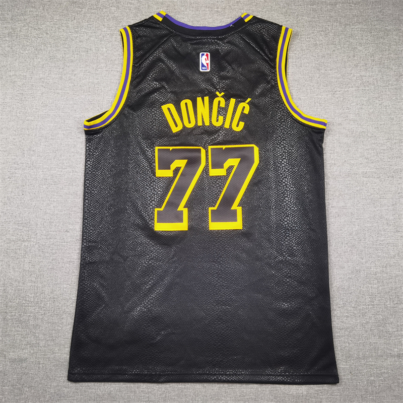 Men's Los Angeles Lakers Luka Doncic #77 Black Swingman Jersey