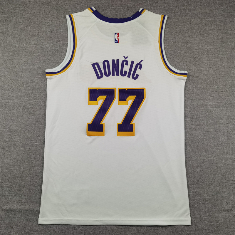 Men's Los Angeles Lakers Luka Doncic #77 White Swingman Jersey - Association Edition