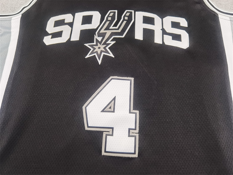 Men's San Antonio Spurs De'Aaron Fox #4 Black Swingman Jersey - Icon Edition