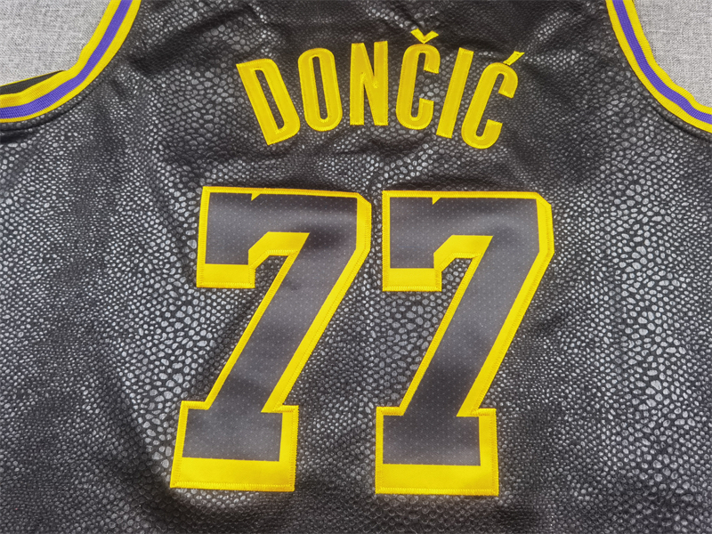 Men's Los Angeles Lakers Luka Doncic #77 Black Swingman Jersey