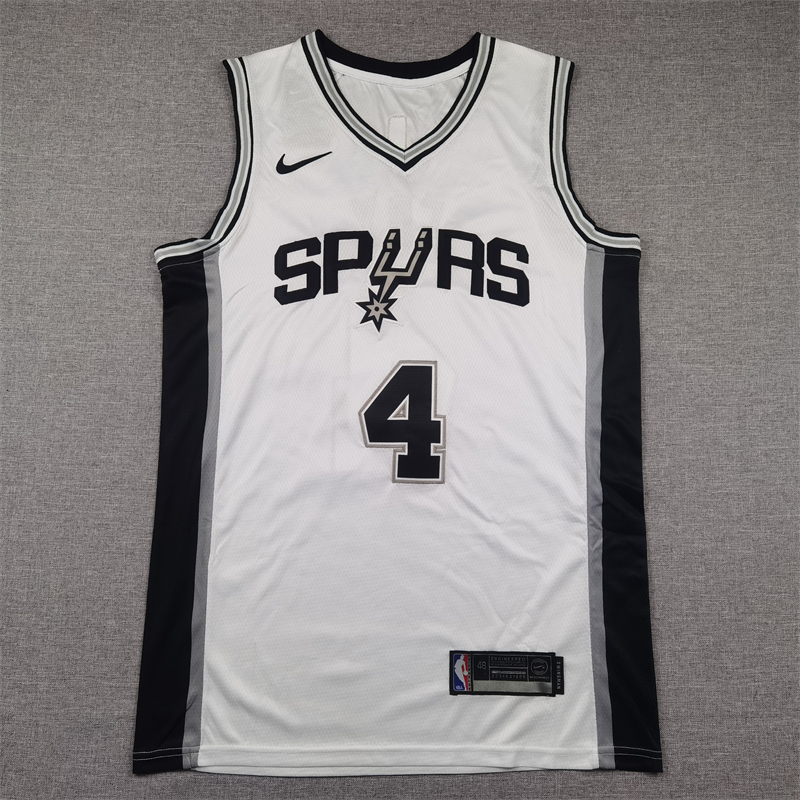 Men's San Antonio Spurs De'Aaron Fox #4 White Swingman Jersey - Association Edition