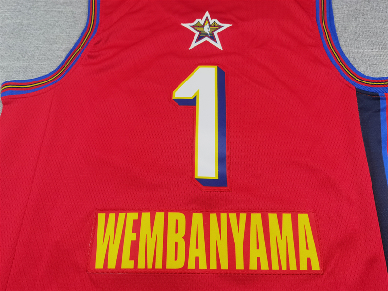 Men's San Antonio Spurs Victor Wembanyama #1 Red 2025 NBA All-Star Game Swingman Player Jersey